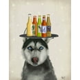 thumbnail image 2 of Fab Funky 20x24 Gold Ornate Wood Framed with Double Matting Museum Art Print Titled - Husky 2 Beer Lover, 2 of 4