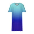 thumbnail image 4 of Usmixi Womens Dresses Short Sleeve V-Neck Gradient Midi Summer Dress Vintage Swing T Shirt Pocket Plus Size Dresses Sky Blue XXXXL, 4 of 5