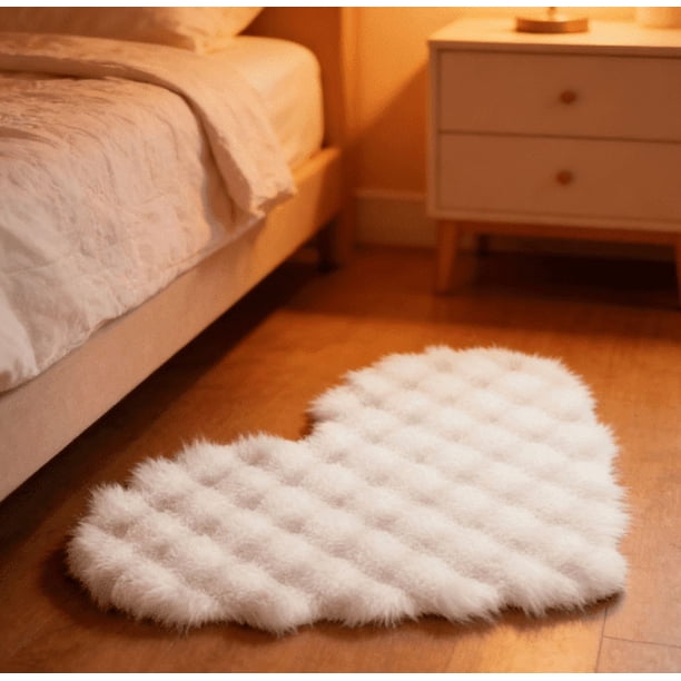 Alfombra de Terciopelo Sintético con Forma de Corazón: Alfombra Suave Antideslizante para La Decoración de La Sala de Estar, El Área Del Sofá, La Mesa de Centro, El Taburete Del Tocador, El Dormitori