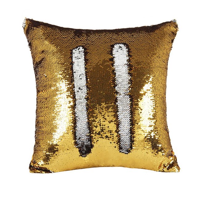 Housses de Coussin Vierges 16Inx16 Po Réversibles à Paillettes Magiques (Or & Blanc)