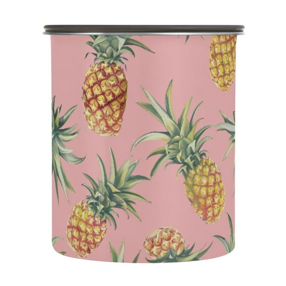Pineapple Pink Airtight Coffee Bean Canister 30oz Food Storage Containers with Lids For Gournd, Tea, Sugar, Flour, Rice, Cereal, Candy Cookie Jar