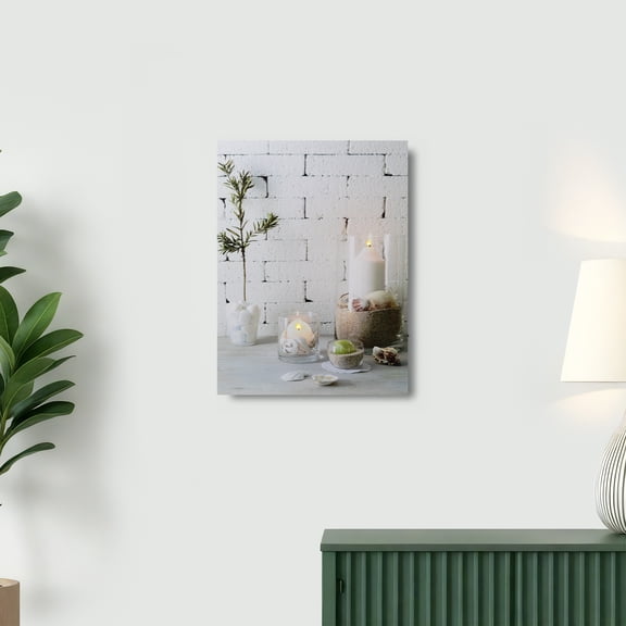 Northlight LED Lighted Flickering Seashell and Sand Candles Canvas Wall Art - 15.75" x 11.75"
