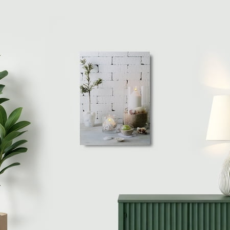 Northlight LED Lighted Flickering Seashell and Sand Candles Canvas Wall Art - 15.75 x 11.75