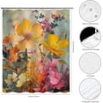 thumbnail image 2 of Floral Shower Curtain Watercolour Flowes Shower Curtains for Bathroom Vintage Hibiscus Bellis Perennis Lily Colourful Planta Flowers Decor Set with 12 Hooks 72x72 inches (D), 2 of 6