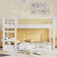 thumbnail image 2 of Mirightone Twin Over Twin Floor Bunk Bed with Storage Shelves and Ladder, Low Bunk Bed with Rattan Guardrails, Space-Saving Bunk Bed Frame, White, 2 of 8