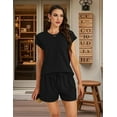 thumbnail image 2 of FOLUNSI Womens Two Piece Sets Casual Cap Sleeve with shorts Lounge Set Vacation Outfits Pajama Sets with Pocket S-XXL, 2 of 8