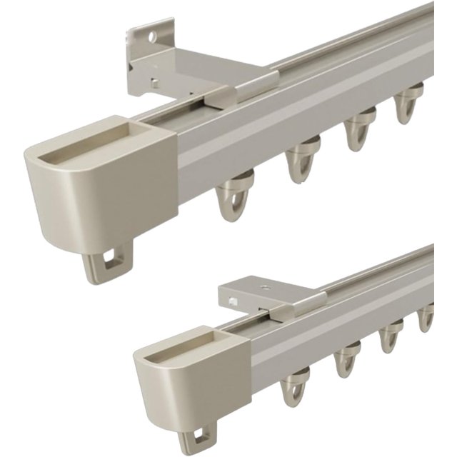 Straight Curtain Tracks for Curtains, Curtain Rails for Ceiling Mounting and Wall Mounting, Aluminum Curtain Rods for Room Dividers, Bay Windows, Bedroom, Spaces(Champagne,220cm(2 * 110cm))