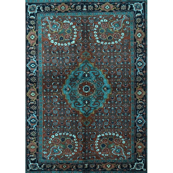 Ahgly Company Indoor Rectangle Persian Light Blue Traditional Area Rugs, 4' x 6'