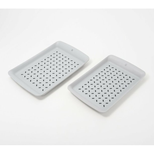 Henning Lee 2Pc Medium & Large Rectangle NonSlip Serving Trays Used