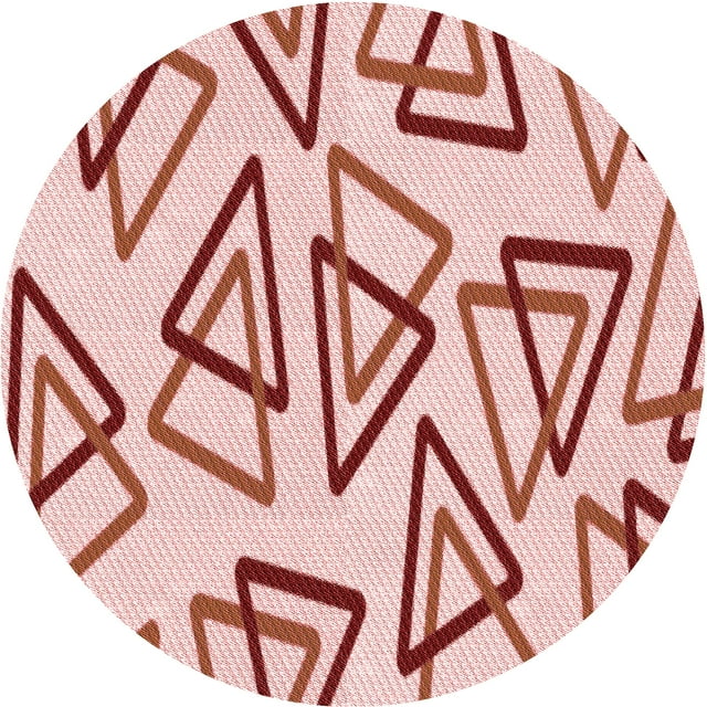 Ahgly Tapis Rond Lavable en Machine Intérieur Rouge Pamplemousse Transitionnel, 5 Pieds Rond