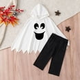 thumbnail image 5 of FYDUU Toddler Kids Boys Halloween Ghost Costume Cloak Cape Hooded Tops Black Pants 2Pcs Spooky Holiday Party Dress Up Outfits Set, 5 of 6