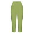 thumbnail image 5 of CFLVAEK Plus Size Womens Capri Yoga Pants Casual High Waisted Cropped Leggings Solid Color Summer Beach Pant Comfy Workout Legging Green M, 5 of 6