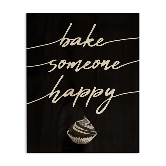 Stupell Industries Rustic Lodge Bake Someone Happy Cupcake Script Typography Canvas Art, 16 x 20, by Lil' Rue