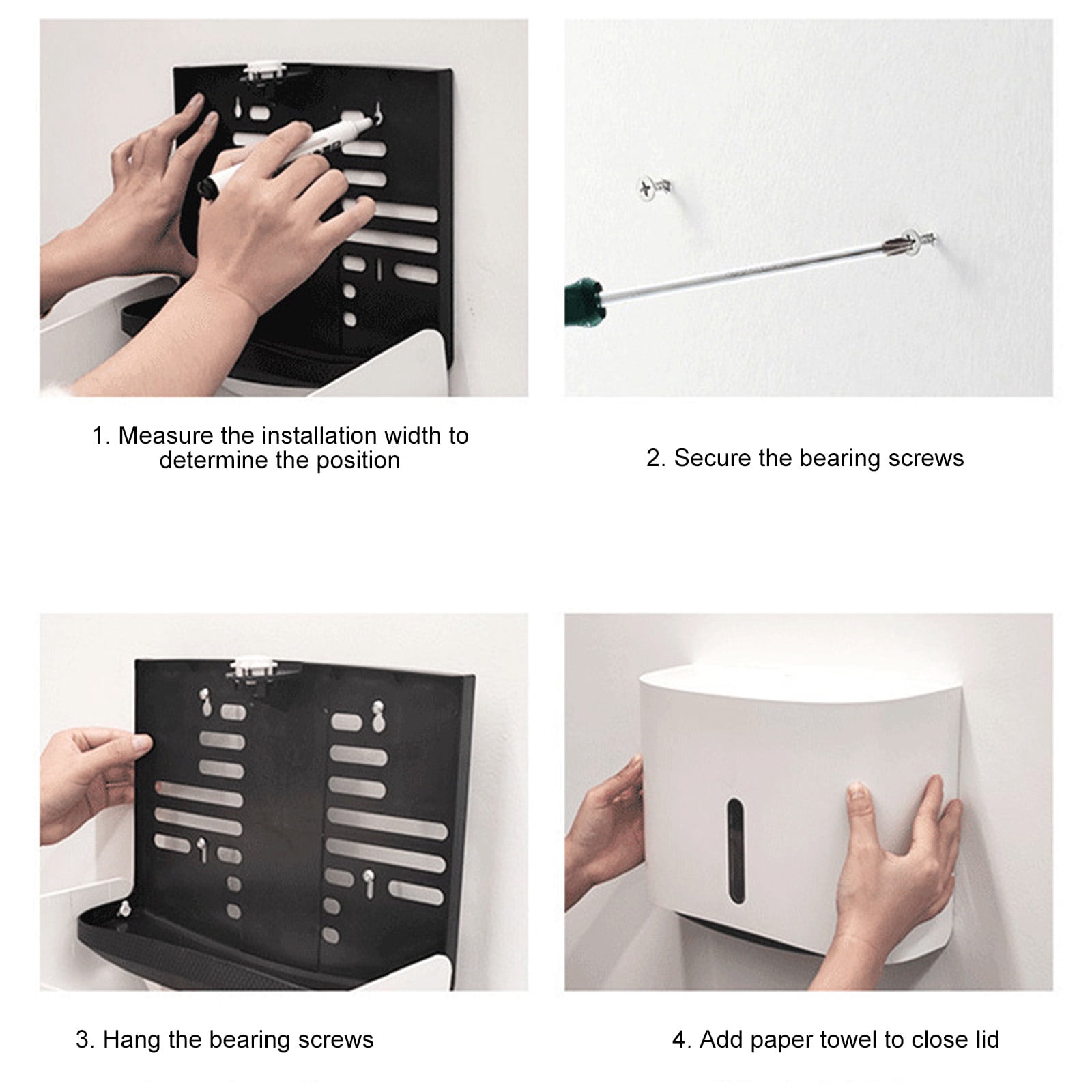 Modern ABS Wall Mounted Paper Towel Dispenser Tissue Holder Box with Lock for Bathrooms with Clear Fill Levels Window