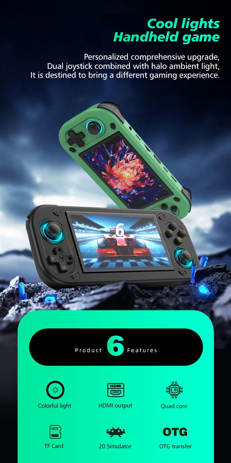AILKIN Handheld Game Console with 4.3Inch Large Screen,128GB Expandable Handheld Game Console for Adult,White