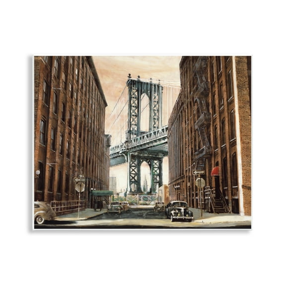 Stupell Industries Cityscape with Bridge View Scenery Painting Unframed Art Print Wall Art, 14 x 11