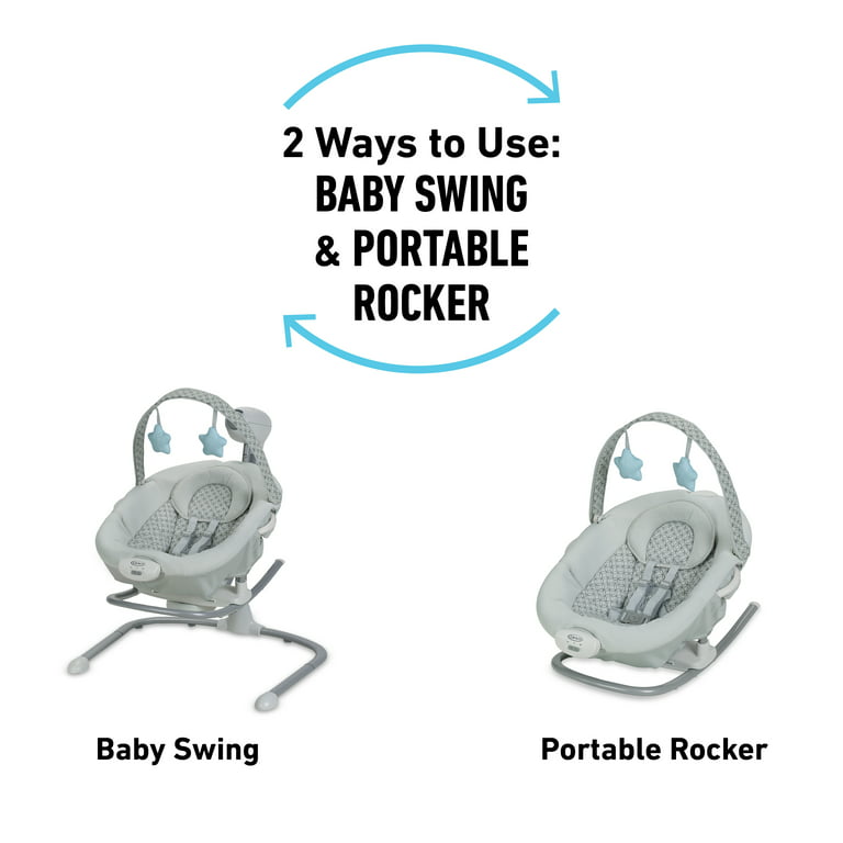 \'n Portable Sway Binder Gray Swing Rocker, Graco with Soothe Infant