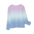 thumbnail image 7 of HOMADLES Long Sleeve Shirts for Teen Girls Gradient Round Neck Solid Lightweight Casual Outdoor, Fashion Tee Purple 11 T, 7 of 7