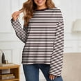 thumbnail image 2 of RUTAYY Women's T-Shirts Long Sleeve Striped Casual Loose Fit Crew Neck Comfortable Breathable Tees Classic Stylish Tops, 2 of 4