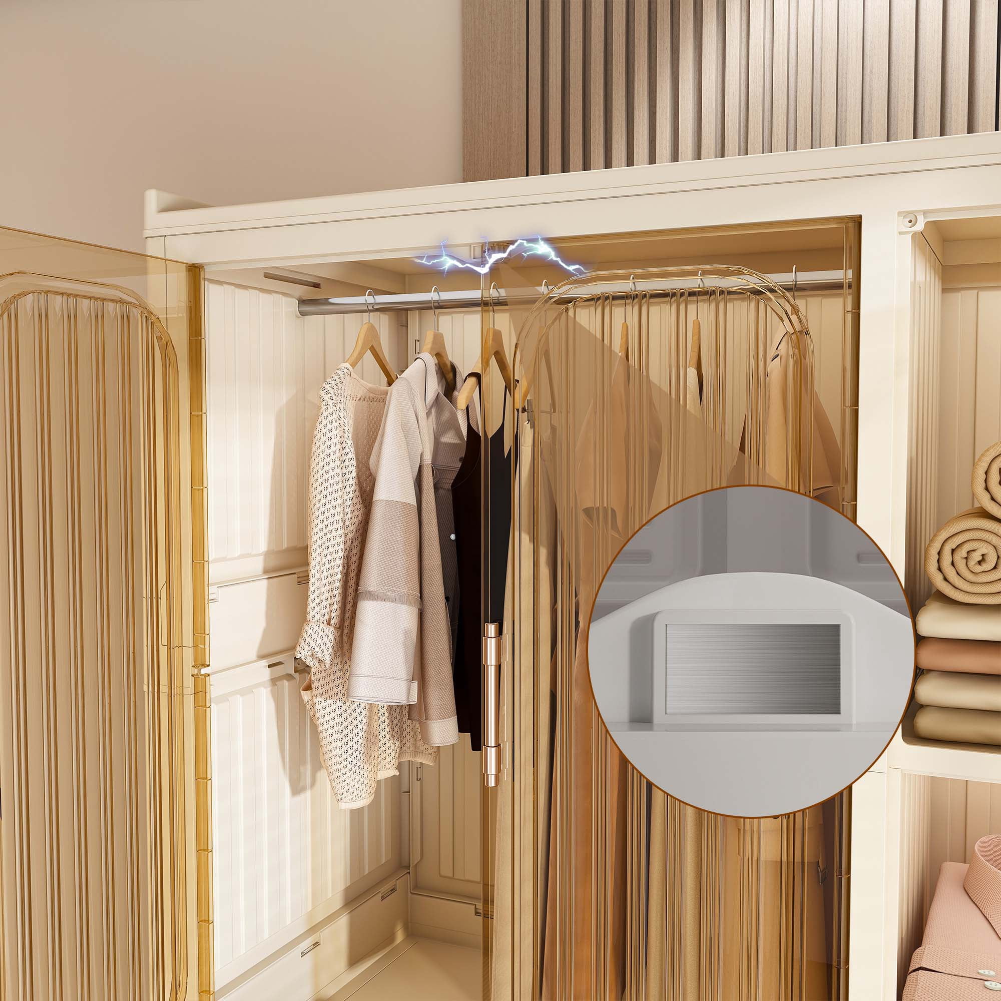 Miniyam 36.22" x 17.72" x 77.1" Includes 6 Hangers – Portable Wardrobe Closet – 9 Magnetic Doors, 9 Cubes, 2 Hanging Rods