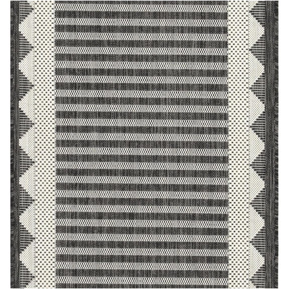 JERFIT 2.7x7.3 ft Anthracite Indoor Outdoor Rug, Polypropylene Flatweave Area Rug for Patio Deck Living Room, Stain Resistant Easy Clean