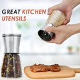 thumbnail image 6 of Professional Pepper Grinder - with Germany Hardened Carbon Steel Mechanism Rotor, Refillable Pepper Mill 6OZ Glass Adjust Coarseness (1PCS-Sliver-304）, 6 of 6