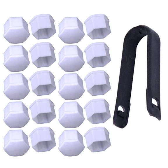 20pcs Car 17mm White Wheel Lug Nut Bolt Cover Cap With Removal Tool Kit Set New