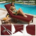 thumbnail image 4 of Kimunuk Outdoor Chaise Lounge Cushions set of 2, 80" x 26" x 4" Waterproof Pool Beach Recliner Replacement Cushions with Ties, Burgundy, 4 of 7