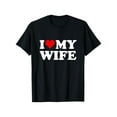 thumbnail image 1 of Cotton Short Sleeve Red Heart i Love My Wife T-Shirt for Men Women, 1 of 6