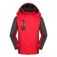 thumbnail image 4 of Rrxhxhs Raincoat for Men Color Block Detachable Hood Long Sleeve Elastic Cuffs Water Resistant Hooded Windbreaker Jacket with Zipper Pockets,Red,M, 4 of 4