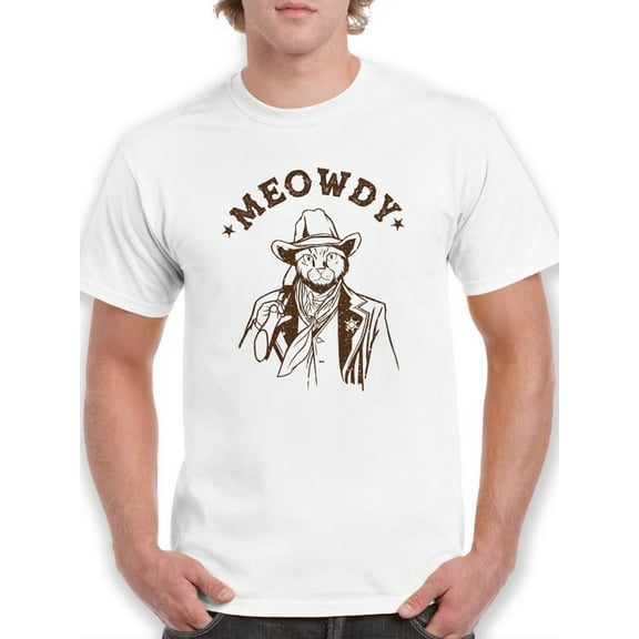Meowdy Cowboy Kitten T-Shirt Men -Smartprints Designs, Male x-Large