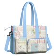 thumbnail image 2 of Teacher Tote Bag,Pioneer Flower Floral Print Pattern Teacher Utility Tote Bag,Large Work Tote Bags for Women with Multiple Pockets,Top Zipper Closure,13.8x10.6x6.7 Inch, 2 of 5