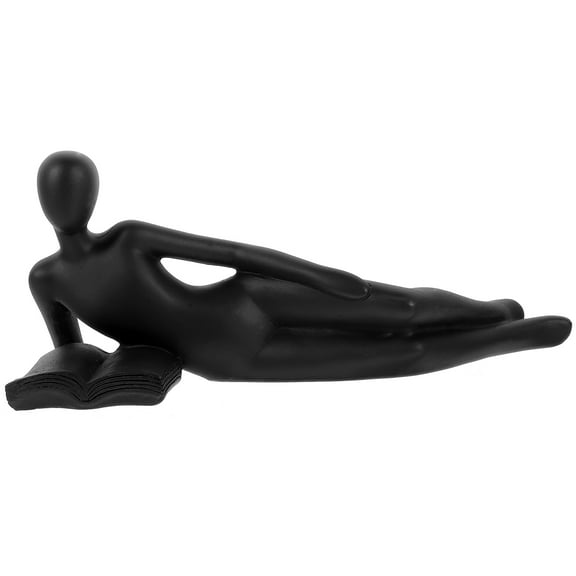 FRCOLOR Elegant Black Resin Thinker Statue for Home Decor and Gifts, Minimalist Design 7.5 Inches