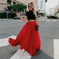 thumbnail image 2 of Fgnfyis Womens Fashion High Waist Fold Soild Loose Beach Wrap Maxi Long Skirt Flowy Boho Pleated Skirt Red XXXL, 2 of 8