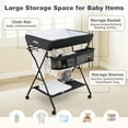 thumbnail image 7 of INFANS Baby Changing Table with Wheels, Portable Folding Diaper Station Nursery Organizer with Storage Basket, Hanging Rack, Adjustable Height, Safety Belt for Newborn Infant, 7 of 7