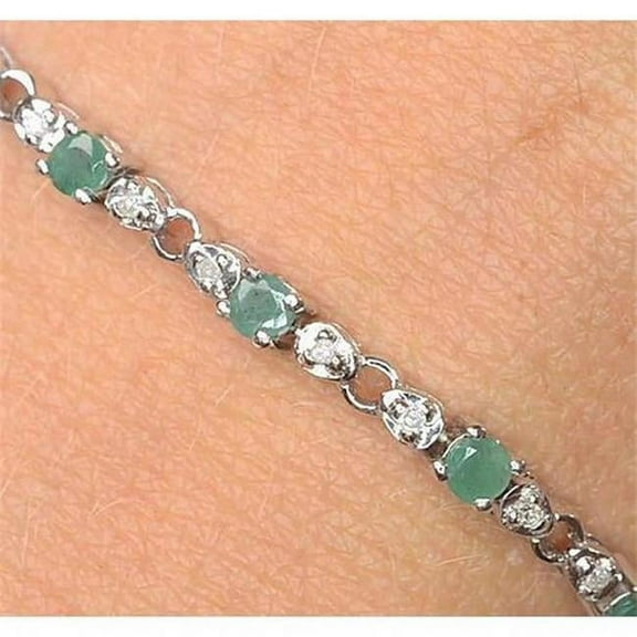 9 CT Jade Diamond Tennis Bracelet, 14K White Gold
