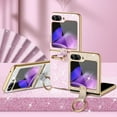 thumbnail image 4 of Bling Case for Samsung Galaxy Z Flip 4 with Ring Holder, Women Girls Ultra Slim Drop-Proof Anti-Slip Shockproof Protective Phone Cover Case for Samsung Galaxy Z Flip 4,Gold, 4 of 9