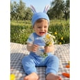 thumbnail image 5 of Cenuakty Easter Baby Boy 3 Piece Outfits Adorable Rabbit Print Short Sleeve Round Neck Jumpsuit and Overalls Hat Set, 5 of 8