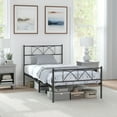 thumbnail image 2 of HOMCOM Twin Bed Frame Metal Platform Bed Frame with Headboard Steel Slat, 2 of 10