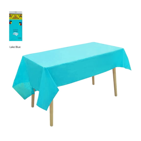 3 Pack Heavy Duty Disposable Plastic Tablecloths 54" x 108" Lake Blue - Waterproof Stain Resistant Rectangle Table Covers for Indoor Outdoor Parties, Birthdays, Weddings & Events