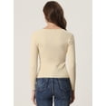 thumbnail image 4 of Suéter con Cuello en Forma de Corazón para Mujer Suéter de Manga Larga con Corte Entallado Jersay para Mujer Beige M, 4 of 6