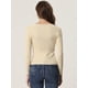 thumbnail image 4 of Suéter con Cuello en Forma de Corazón para Mujer Suéter de Manga Larga con Corte Entallado Jersay para Mujer Beige S, 4 of 6