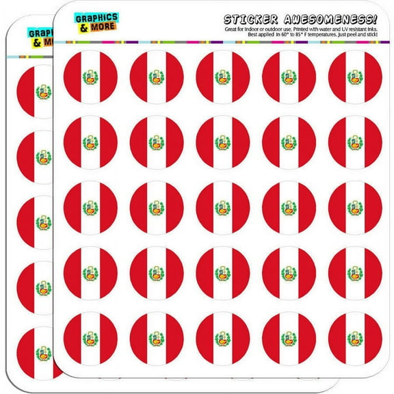 Peru With Seal National Country Flag 50 1" Planner Calendar Scrapbooking Crafting Stickers