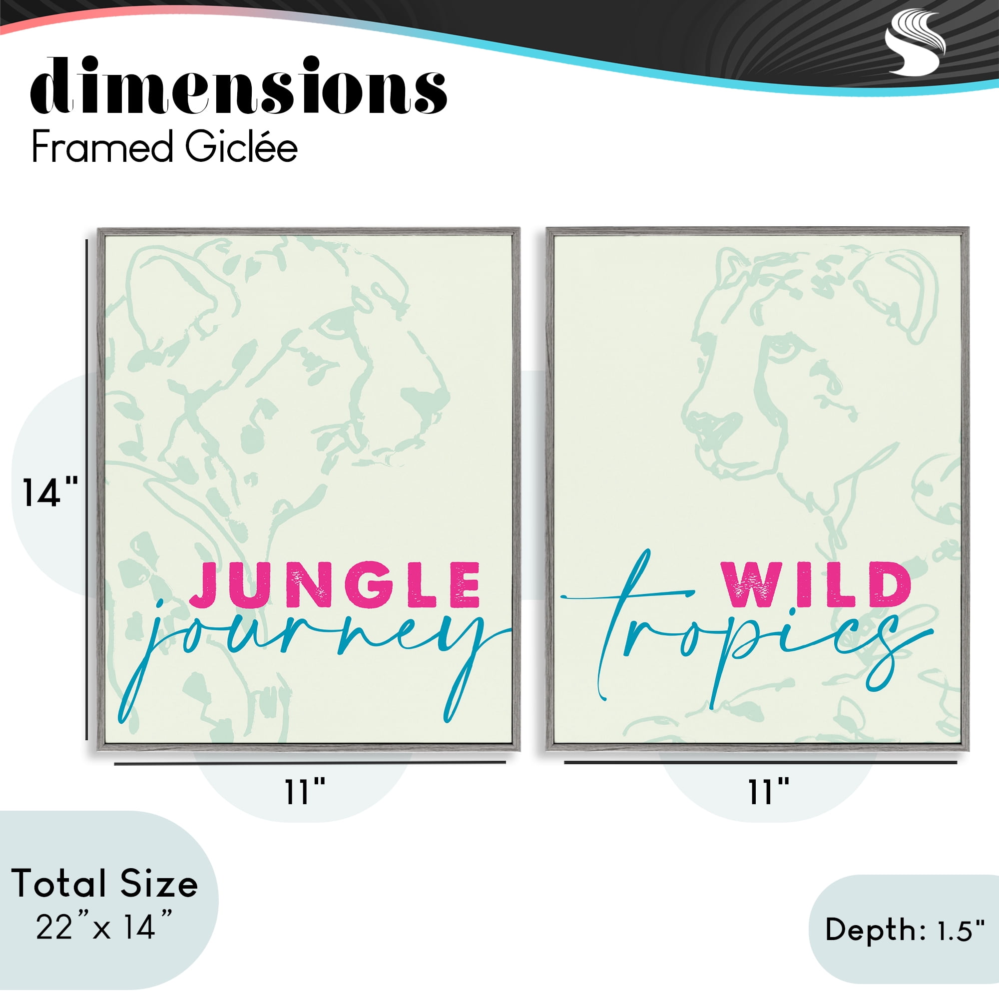 Stupell Industries Wildlife Phrases Cheetahs 2 Piece Gray Framed Giclee Art Set, design by Lanie Loreth