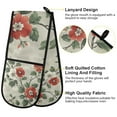 thumbnail image 2 of Yayeee Double Oven Mitt Kitchen Heat Resistant Baking 35" x7" Quilted Glove, Red Floral Pattern, 2 of 6