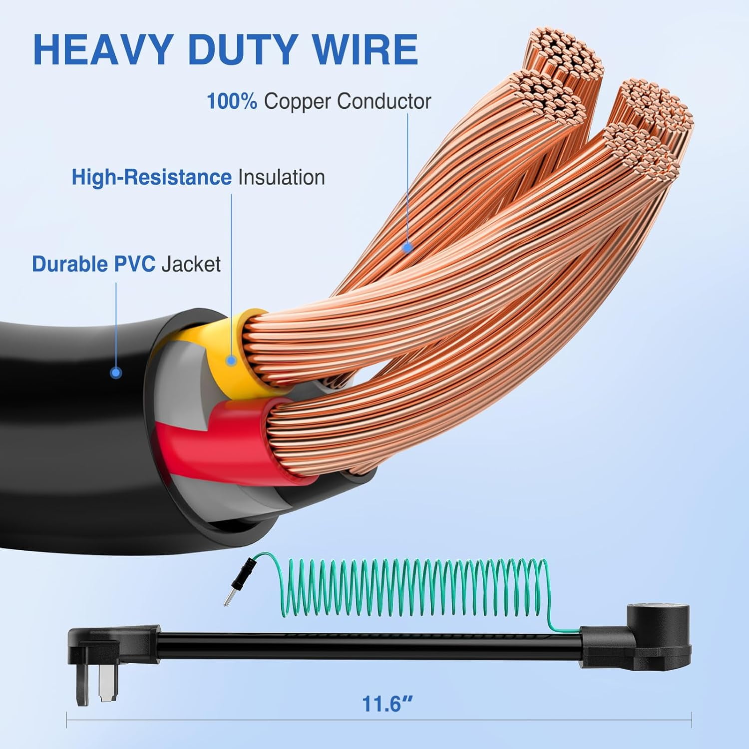Nilight EV Dryer Adapter Cord 30 Amp to 30Amp 3 Prong 125V 3750 Watt Pure Copper Dryers Old Outlet New Plug Conversion Heavy Duty 10 Gauge Wires 10-30P to 14-30R 30M/30F