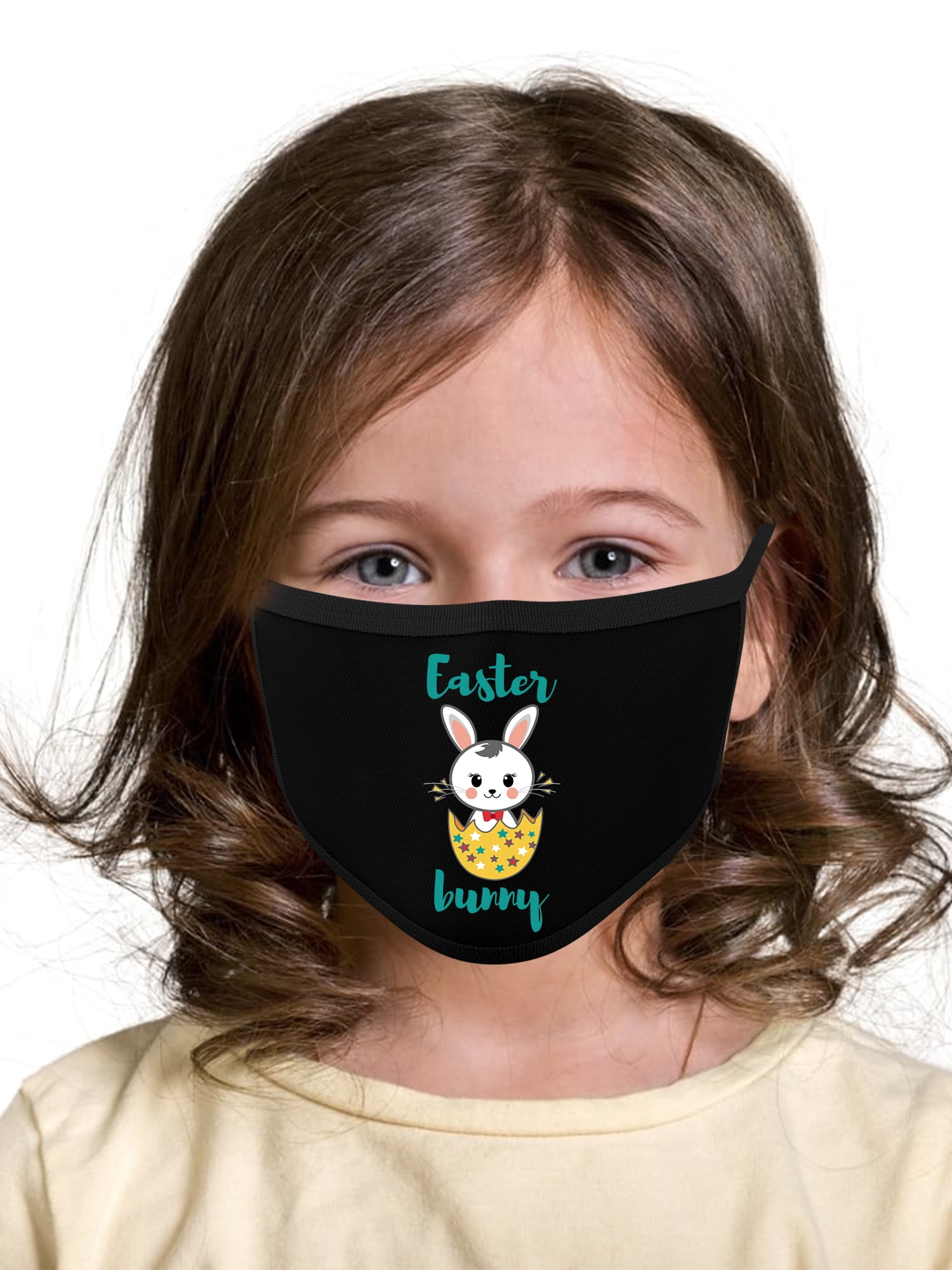 Easter Bunny Face Mask for Kids Happy Easter Mask Unisex 2 Layered Washable Breathable Fabric