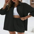 thumbnail image 4 of Trendy Button Down Shirt and Shorts Set for Women, 4 of 5