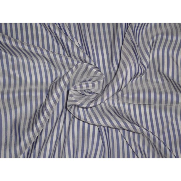 Pure silk taffeta stripes royal blue x ivory color 80 gms [8025]