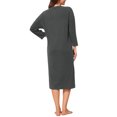 thumbnail image 3 of INSPIRE CHIC Women's Thermal Fleece Nightgown Long Sleeve Ribbed Knit Sleepshirt with Dropped Round Neck & Loose Fit M Grey, 3 of 6
